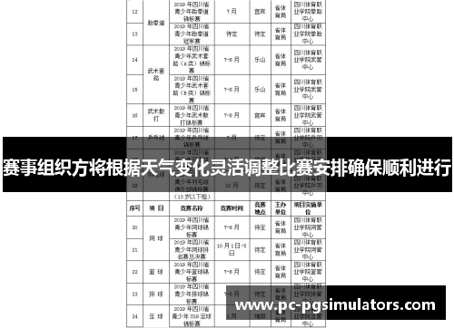 赛事组织方将根据天气变化灵活调整比赛安排确保顺利进行